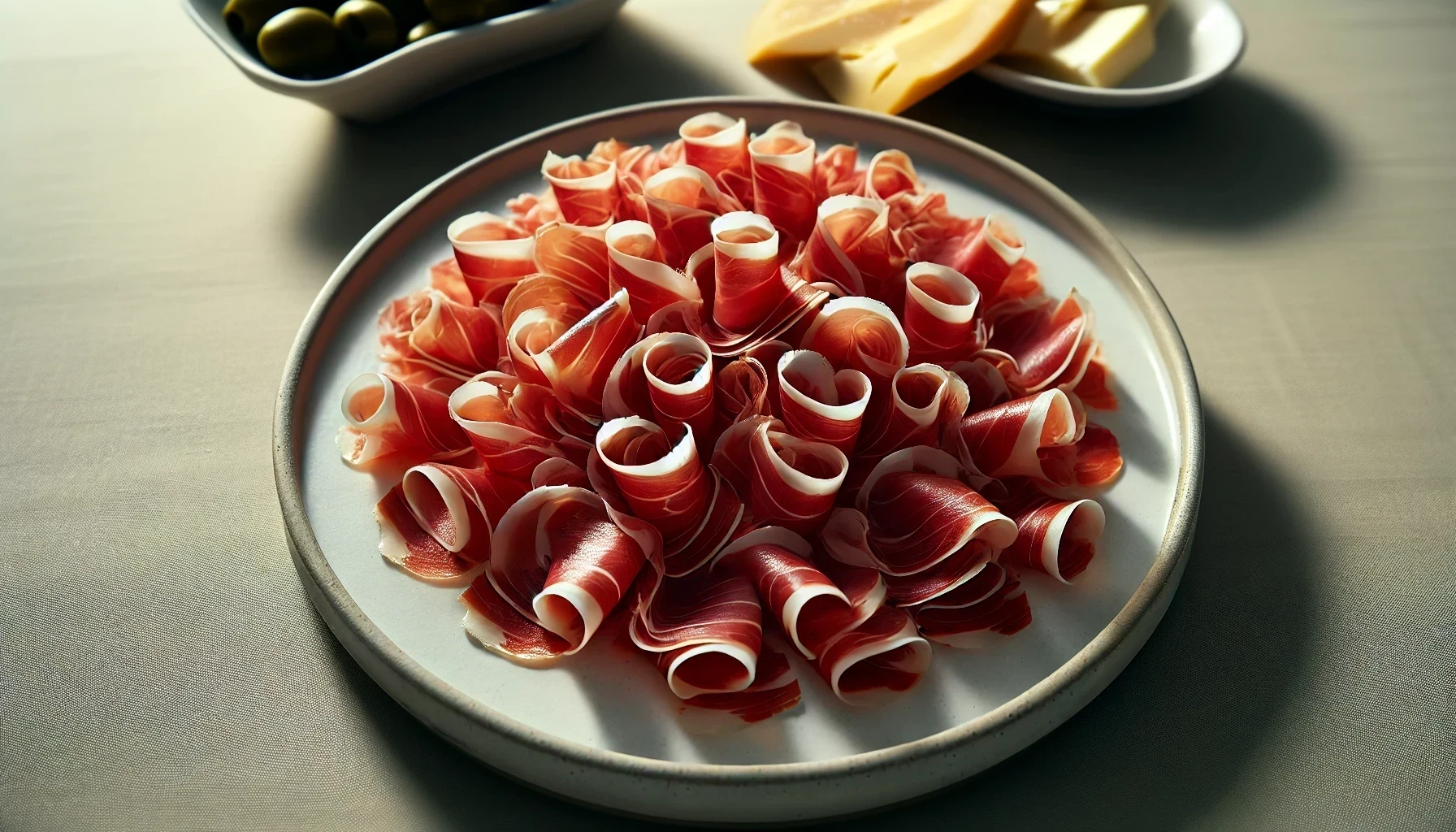 Plato de jamón ibérico finamente cortado